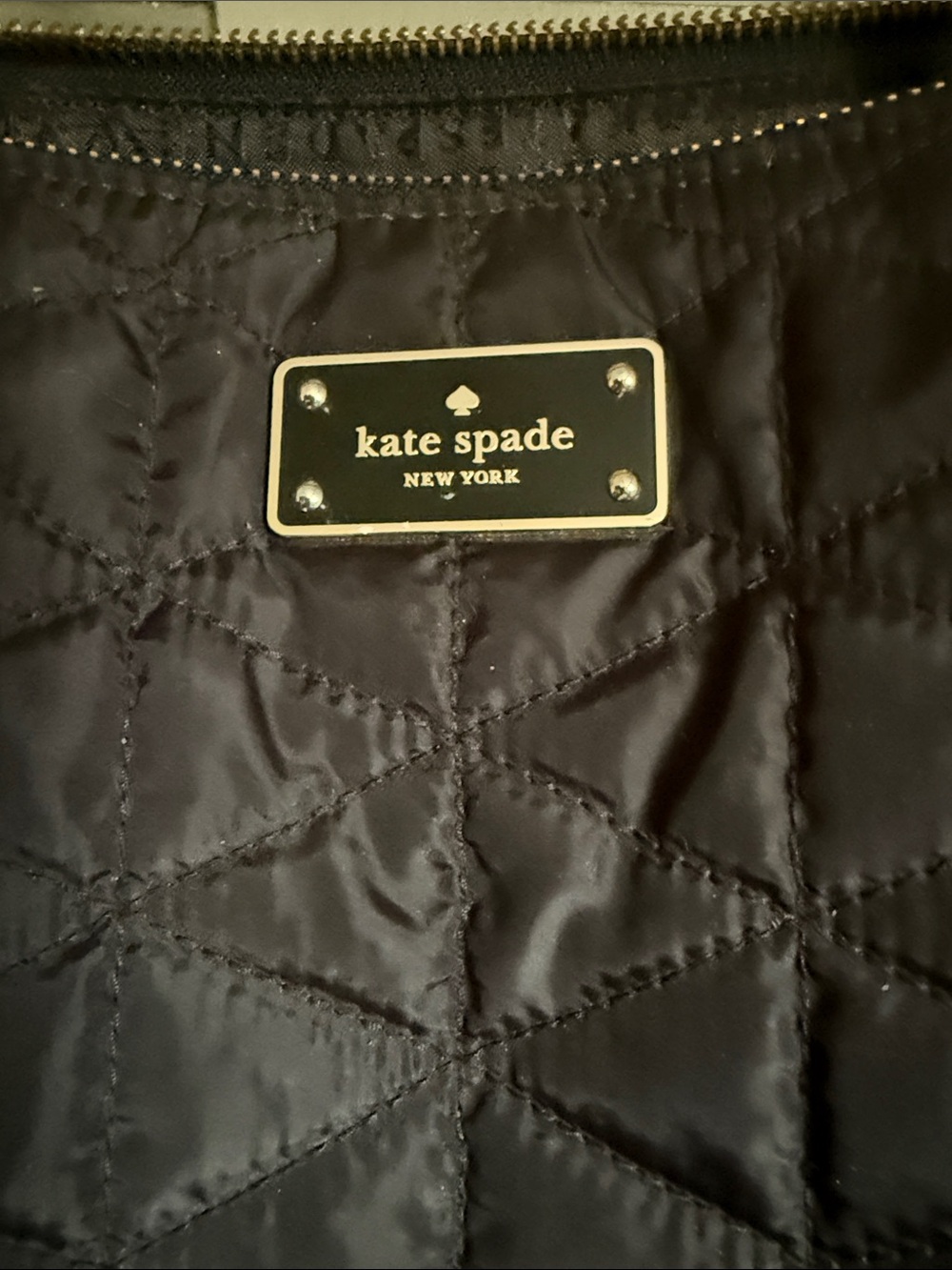 kate spade Quilted Black Tote with Gold Plaque - Picture 3 of 12